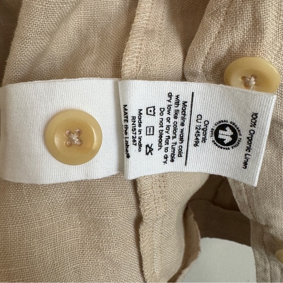 NWT Size XL Tan vneck Sleeveless Button Down Pockets Linen Vest - Mate the Label - Picture 7 of 15